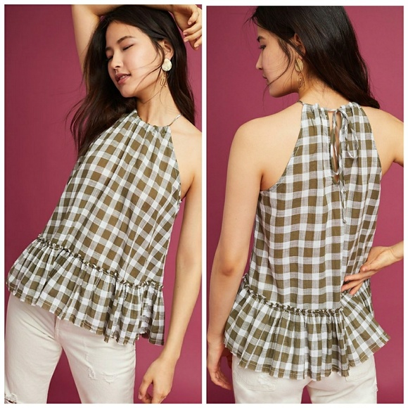 NWT, Anthropologie Cloth & Stone Gingham Top - Picture 2 of 3